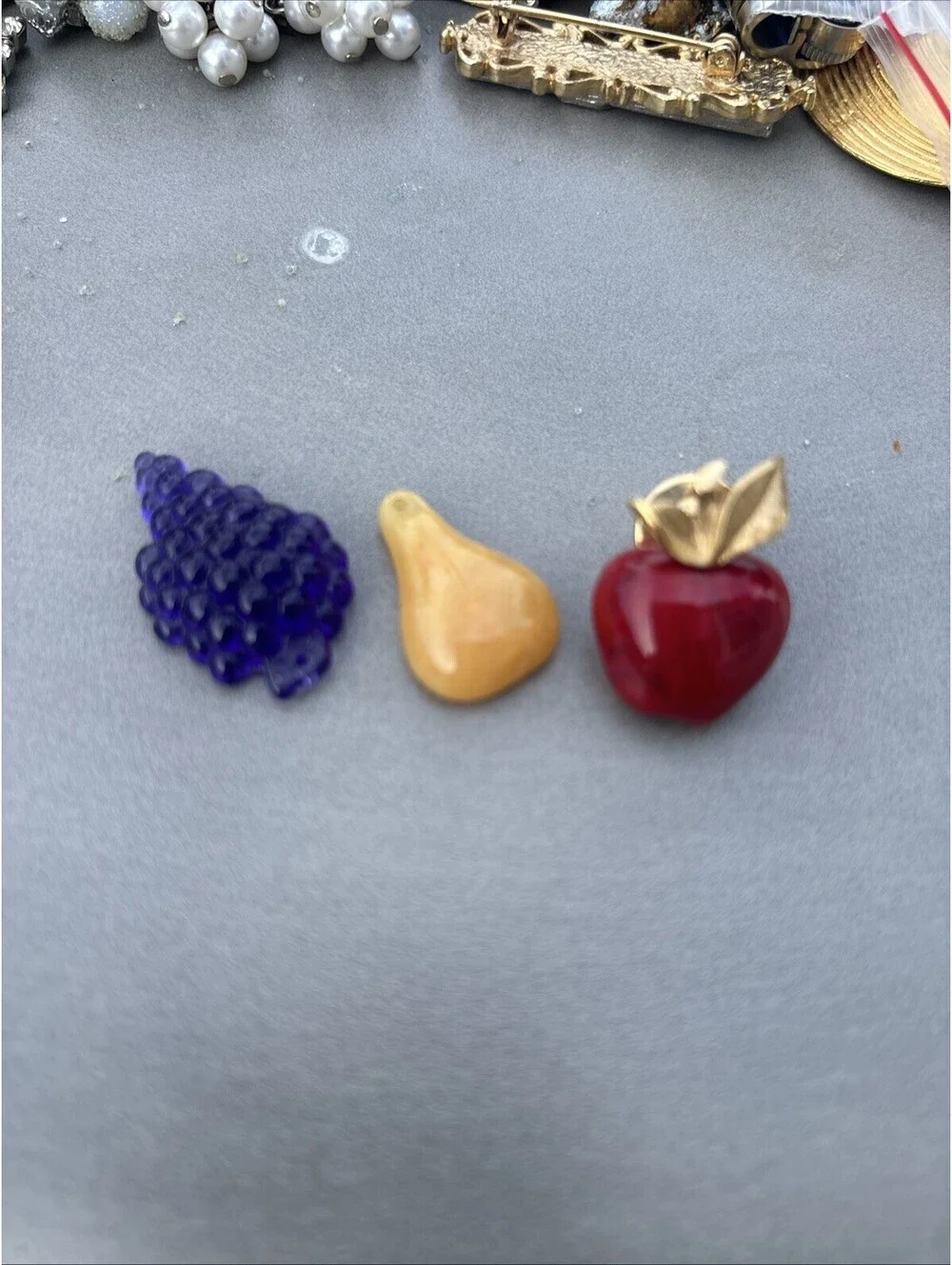 Vintage AVON Interchangeable Fruit Pins Grapes Apple Pear set of 3 - All Orig.
